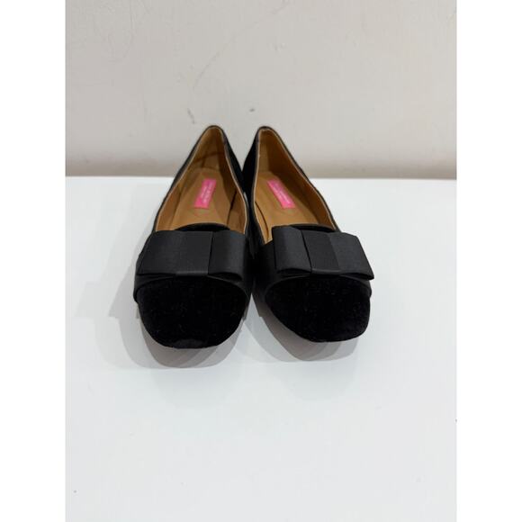 NWOT Isaac Mizrahi Suede Square Toe Bow Slip On Ballet Flats Black Women's US 8 - Picture 2 of 6